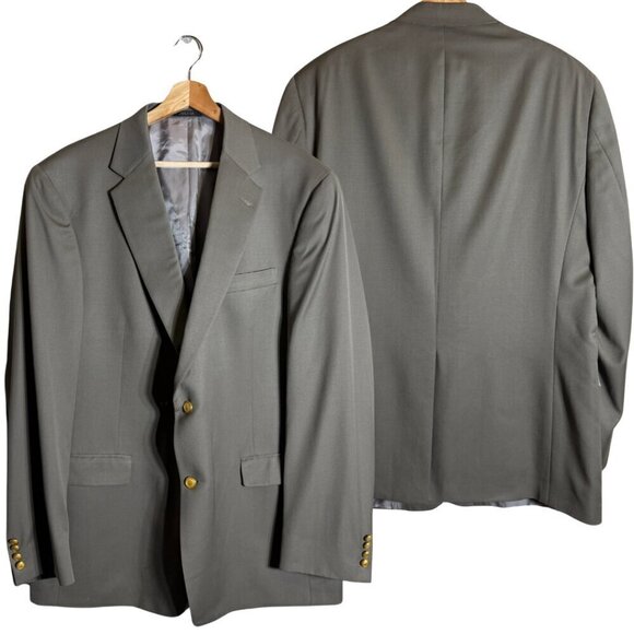 Hart Schaffner Marx Wool Sport Coat Jacket Blazer Men's 46L Tan Gold Trumpeter